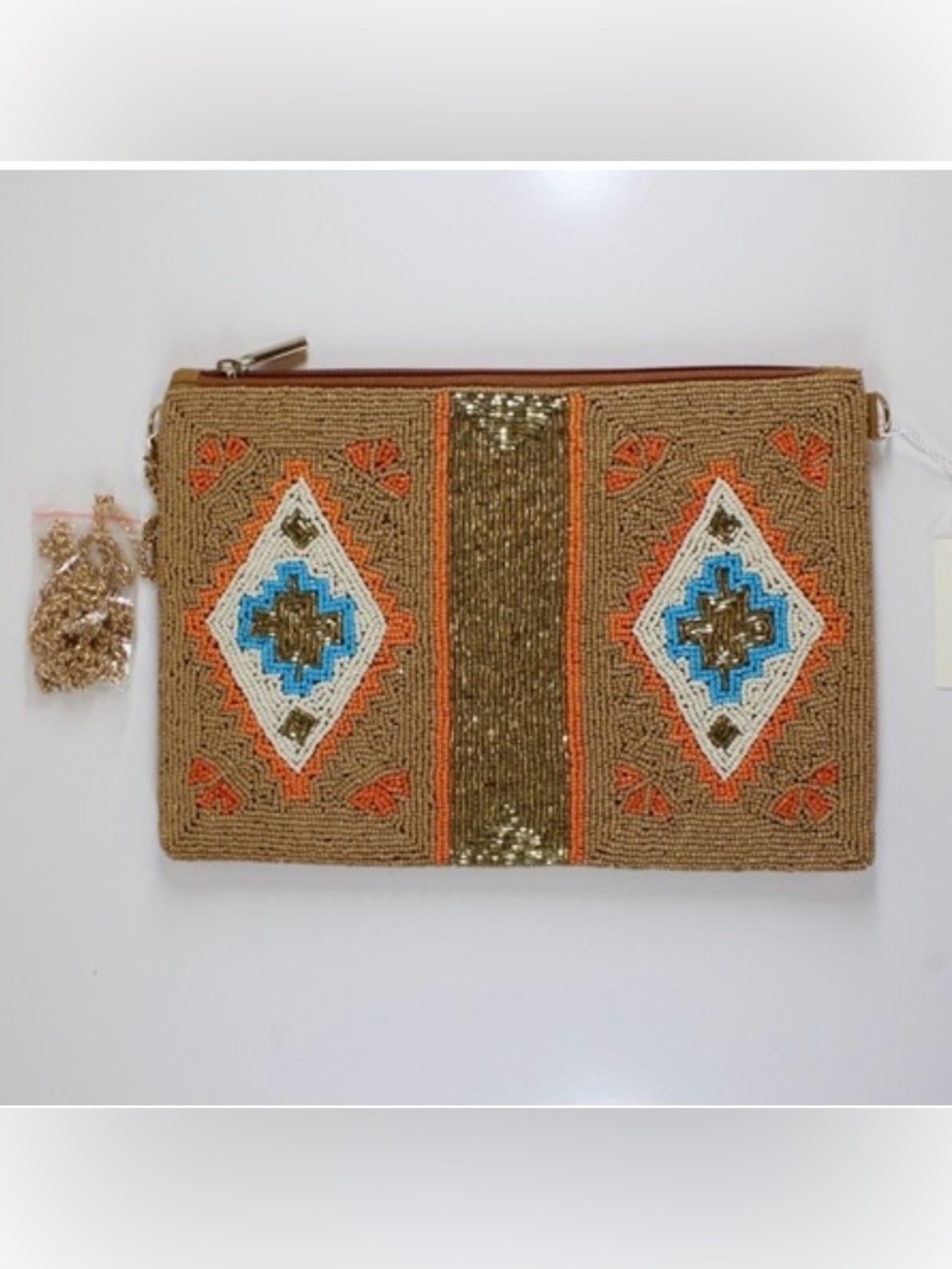 Southwest Chic Beaded Bag - Tan